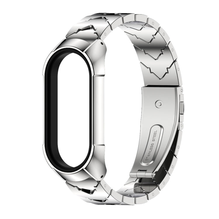 For Xiaomi Mi Band 7 / 7 NFC MIJOBS Stainless Steel Watch Band, Style:TF2 V Type(Silver) - Watch Bands by MIJOBS | Online Shopping South Africa | PMC TechLife | Buy Now Pay Later Mobicred
