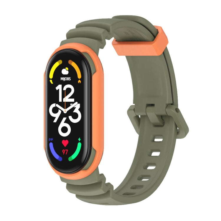 For Xiaomi Mi Band 5 / 6 / 7 MIJOBS GS Unibody Two-color Watch Band(Army Green Orange) - Watch Bands by MIJOBS | Online Shopping South Africa | PMC TechLife | Buy Now Pay Later Mobicred