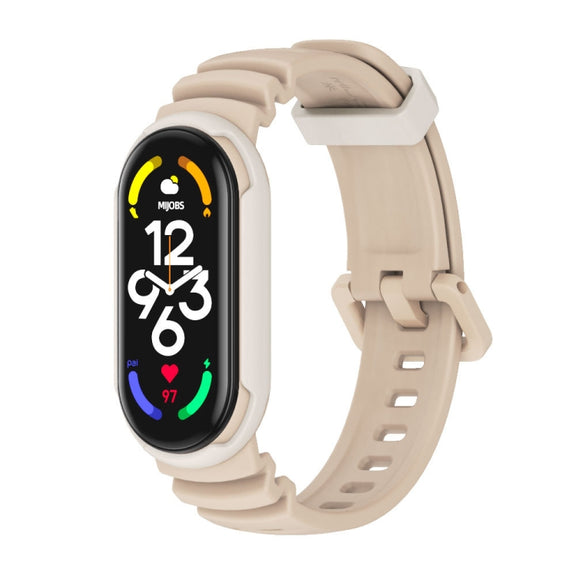 For Xiaomi Mi Band 5 / 6 / 7 MIJOBS GS Unibody Two-color Watch Band(Light Apricot  Warm Grey) - Watch Bands by MIJOBS