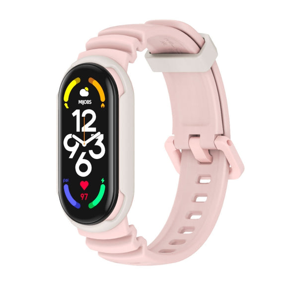 For Xiaomi Mi Band 5 / 6 / 7 MIJOBS GS Unibody Two-color Watch Band(Pink Warm Grey) - Watch Bands by MIJOBS