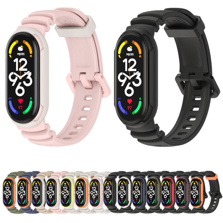 For Xiaomi Mi Band 5 / 6 / 7 MIJOBS GS Unibody Two-color Watch Band(Army Green Orange) - Watch Bands by MIJOBS | Online Shopping South Africa | PMC TechLife | Buy Now Pay Later Mobicred