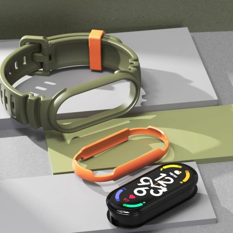 For Xiaomi Mi Band 5 / 6 / 7 MIJOBS GS Unibody Two-color Watch Band(Army Green Orange) - Watch Bands by MIJOBS | Online Shopping South Africa | PMC TechLife | Buy Now Pay Later Mobicred
