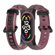 For Xiaomi Mi Band 5 / 6 / 7 MIJOBS Unibody Two-color Silicone Watch Band(Black Wine Red) - Watch Bands by MIJOBS