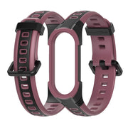 For Xiaomi Mi Band 5 / 6 / 7 MIJOBS Unibody Two-color Silicone Watch Band(Black Wine Red) - Watch Bands by MIJOBS
