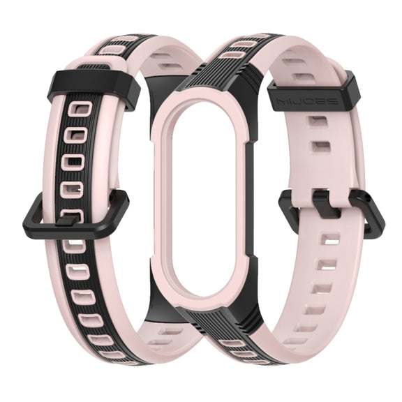 For Xiaomi Mi Band 5 / 6 / 7 MIJOBS Unibody Two-color Silicone Watch Band(Black Pink) - Watch Bands by MIJOBS