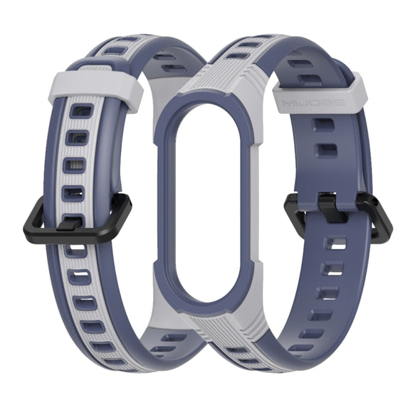 For Xiaomi Mi Band 5 / 6 / 7 MIJOBS Unibody Two-color Silicone Watch Band(Grey Midnight Blue) - Watch Bands by MIJOBS