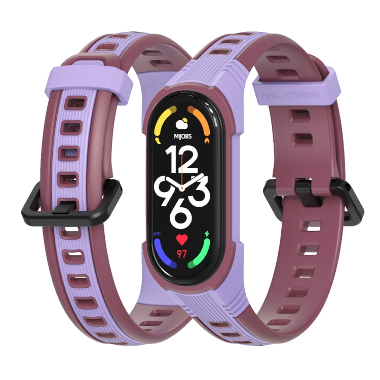 For Xiaomi Mi Band 5 / 6 / 7 MIJOBS Unibody Two-color Silicone Watch Band(Purple Wine Red) - Watch Bands by MIJOBS | Online Shopping South Africa | PMC TechLife | Buy Now Pay Later Mobicred