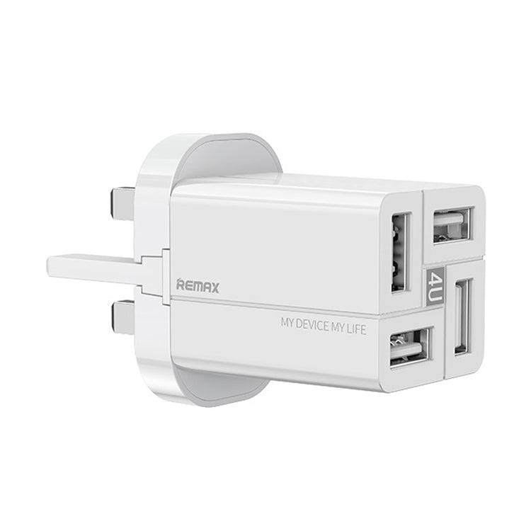 REMAX RP-U43 3.4A 4 USB Port Fast Charger, Specification:UK Plug(White) - free shipping - PMC TechLife - Order now!