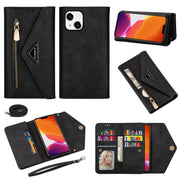 For iPhone 14 Skin Feel Zipper Horizontal Flip Leather Case Max(Black)