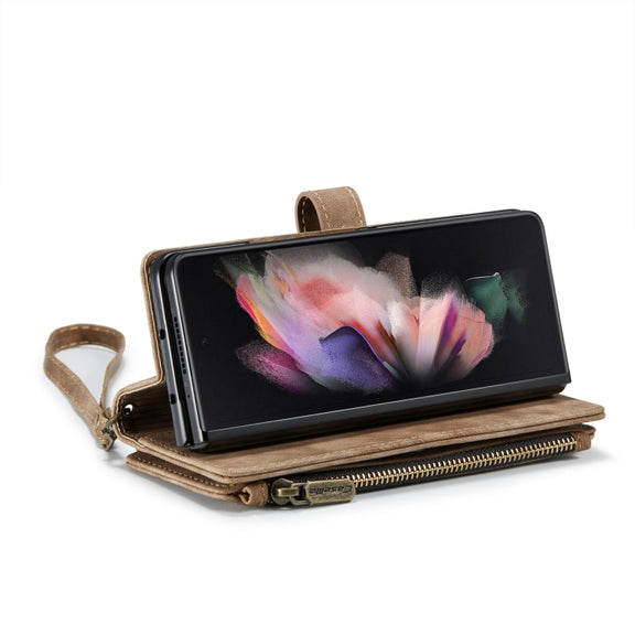 For Samsung Galaxy Z Fold4 5G CaseMe C30 Multifunctional Card Slots Zipper Phone Leather Phone Case(Brown)