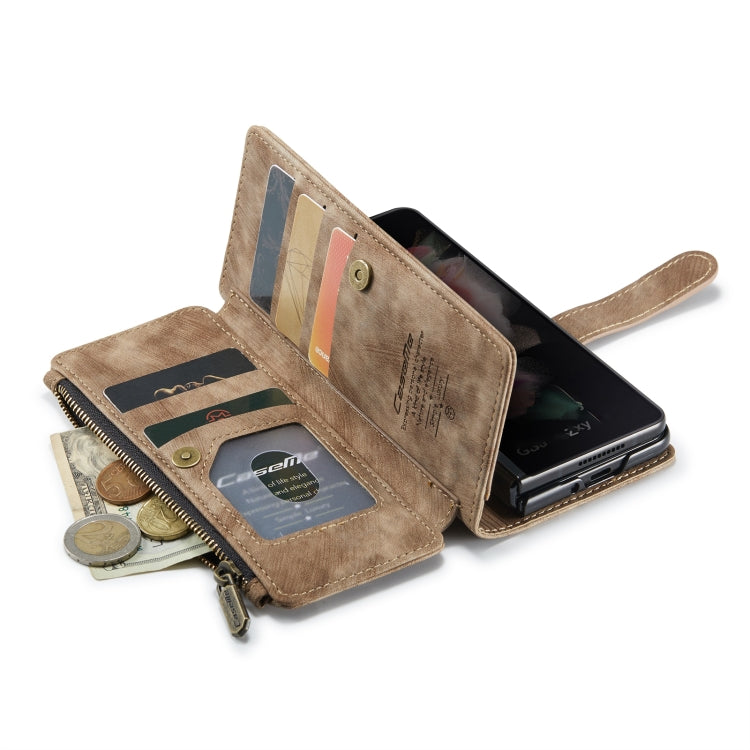For Samsung Galaxy Z Fold4 5G CaseMe C30 Multifunctional Card Slots Zipper Phone Leather Phone Case(Brown) - Galaxy Z Fold4 5G Cases by CaseMe | Online Shopping South Africa | PMC TechLife | Buy Now Pay Later Mobicred