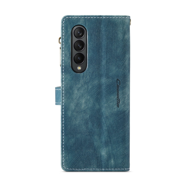 For Samsung Galaxy Z Fold4 5G CaseMe C30 Multifunctional Card Slots Zipper Phone Leather Phone Case(Blue)