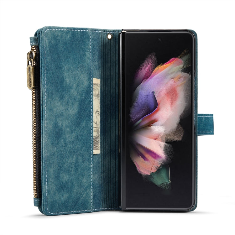 For Samsung Galaxy Z Fold4 5G CaseMe C30 Multifunctional Card Slots Zipper Phone Leather Phone Case(Blue)
