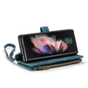 For Samsung Galaxy Z Fold4 5G CaseMe C30 Multifunctional Card Slots Zipper Phone Leather Phone Case(Blue)