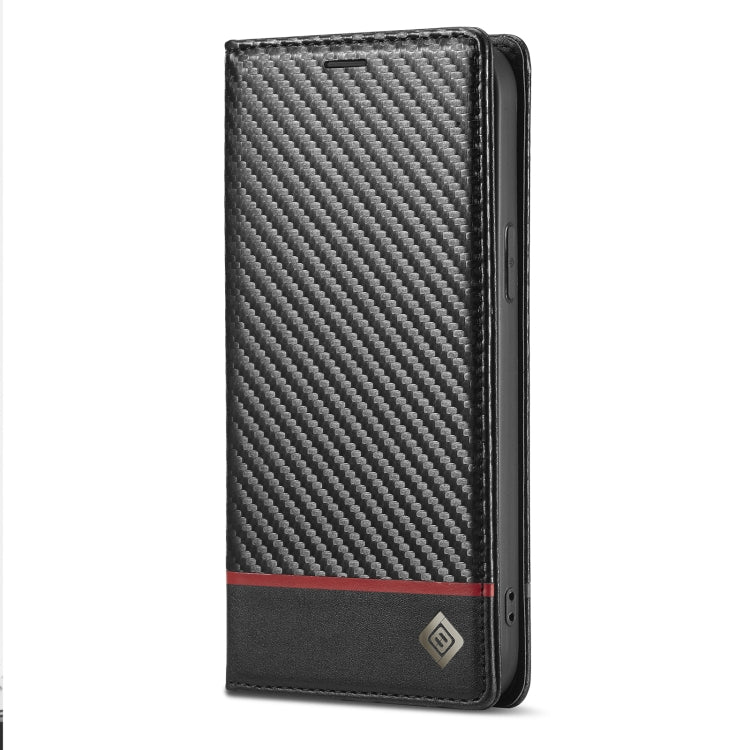 For iPhone 14 LC.IMEEKE Carbon Fiber PU + TPU Leather Case (Horizontal Black) - iPhone 14 Cases by LC.IMEEKE | Online Shopping South Africa | PMC TechLife | Buy Now Pay Later Mobicred