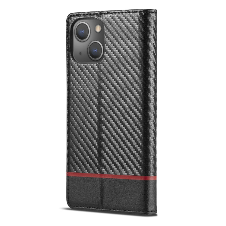 For iPhone 14 LC.IMEEKE Carbon Fiber PU + TPU Leather Case (Horizontal Black) - iPhone 14 Cases by LC.IMEEKE | Online Shopping South Africa | PMC TechLife | Buy Now Pay Later Mobicred