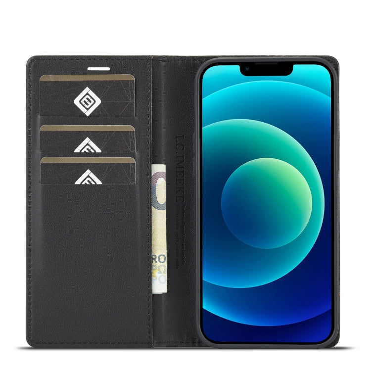 For iPhone 14 LC.IMEEKE Carbon Fiber PU + TPU Leather Case (Horizontal Black) - iPhone 14 Cases by LC.IMEEKE | Online Shopping South Africa | PMC TechLife | Buy Now Pay Later Mobicred