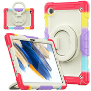 For Samsung Galaxy Galaxy Tab A8 Bracelet Holder Silicone + PC Tablet Case(Colorful Red)