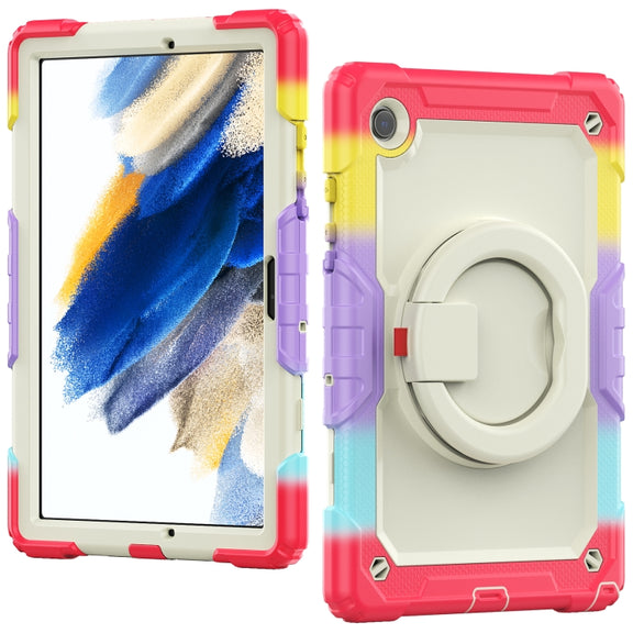 For Samsung Galaxy Galaxy Tab A8 Bracelet Holder Silicone + PC Tablet Case(Colorful Red)