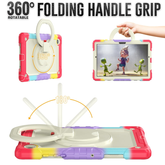 For Samsung Galaxy Galaxy Tab A8 Bracelet Holder Silicone + PC Tablet Case(Colorful Red)