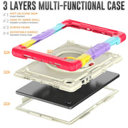 For Samsung Galaxy Galaxy Tab A8 Bracelet Holder Silicone + PC Tablet Case(Colorful Red)