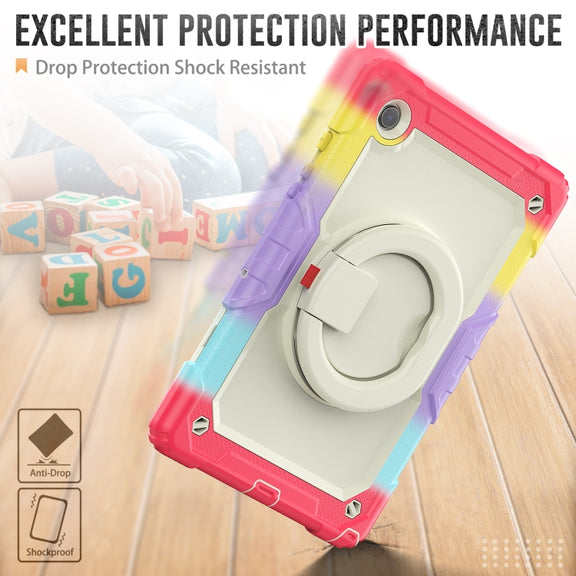For Samsung Galaxy Galaxy Tab A8 Bracelet Holder Silicone + PC Tablet Case(Colorful Red)