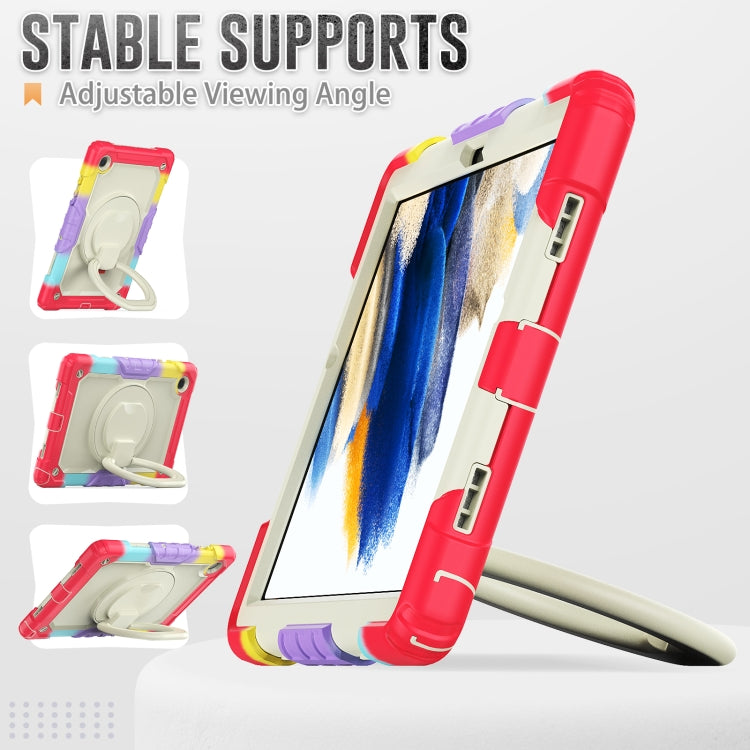 For Samsung Galaxy Galaxy Tab A8 Bracelet Holder Silicone + PC Tablet Case(Colorful Red)