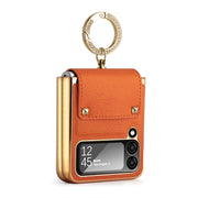 For Samsung Galaxy Z Flip4 5G GKK Colorful PU Phone Case with Ring Holder(Orange)