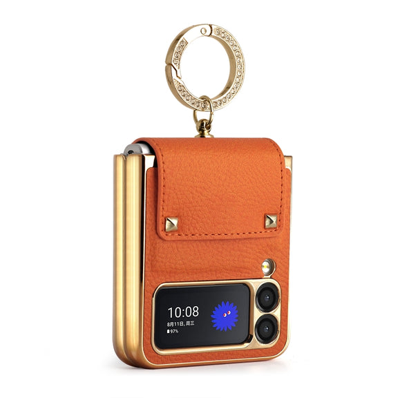 For Samsung Galaxy Z Flip3 5G GKK Colorful PU Phone Case with Ring Holder(Orange)