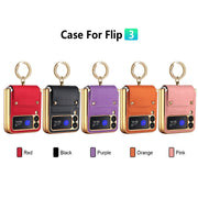 For Samsung Galaxy Z Flip3 5G GKK Colorful PU Phone Case with Ring Holder(Purple)