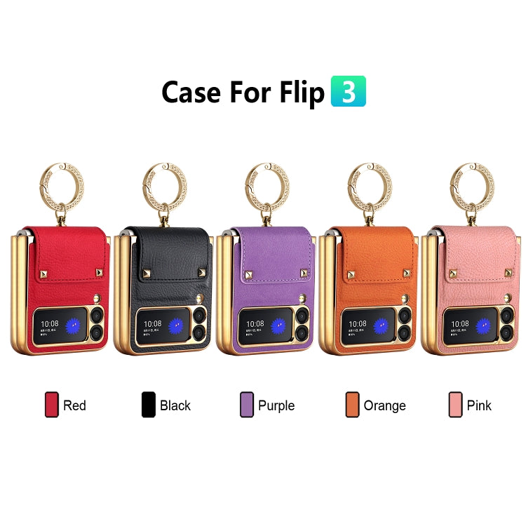 For Samsung Galaxy Z Flip3 5G GKK Colorful PU Phone Case with Ring Holder(Red)
