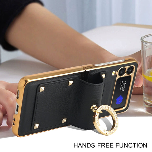 For Samsung Galaxy Z Flip3 5G GKK Colorful PU Phone Case with Ring Holder(Purple)