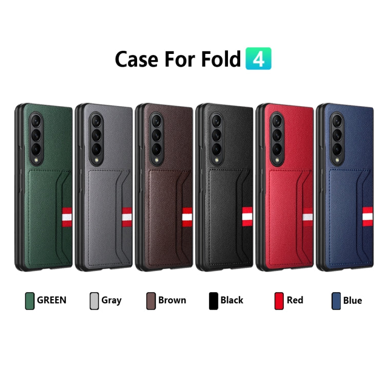 For Samsung Galaxy Z Fold4 5G GKK Litchi Texture Card Slot Phone Case(Blue)