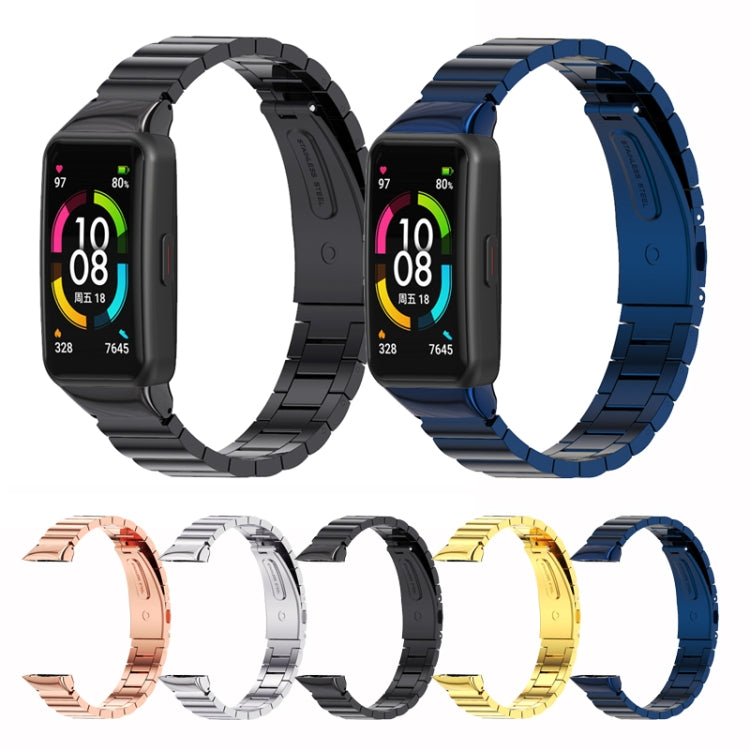 For Huawei Band 6 / Honor Band 6 / 7 Mijobs Bamboo Stainless Steel Metal Watch Band(Rose Gold) - Watch Bands by MIJOBS | Online Shopping South Africa | PMC TechLife | Buy Now Pay Later Mobicred