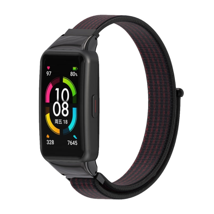 For Huawei Band 6 / Honor Band 6 / 7 Mijobs Breathable Nylon Watch Band(Black Red) - Watch Bands by MIJOBS | Online Shopping South Africa | PMC TechLife | Buy Now Pay Later Mobicred