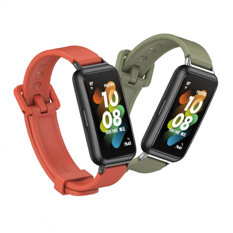 For Huawei Band 7 / 7 NFC MIJOBS Breathable Silicone Watch Band(Army Green Silver) - Watch Bands by MIJOBS | Online Shopping South Africa | PMC TechLife | Buy Now Pay Later Mobicred