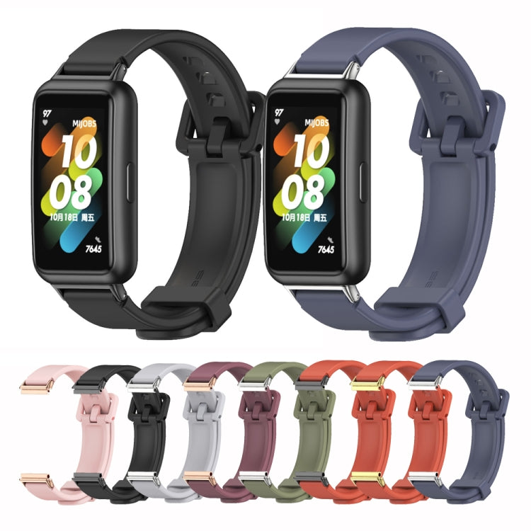 For Huawei Band 7 / 7 NFC MIJOBS Breathable Silicone Watch Band(Army Green Silver) - Watch Bands by MIJOBS | Online Shopping South Africa | PMC TechLife | Buy Now Pay Later Mobicred