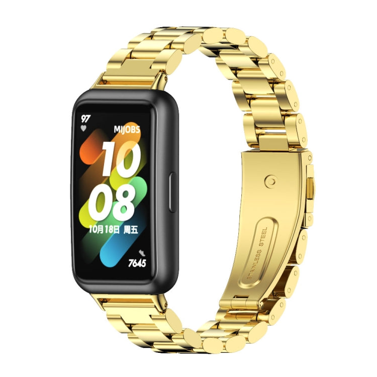 For Huawei Band 7 / 7 NFC MIJOBS Three-Bead Metal Stainless Steel Watch Band(Gold) - free shipping - PMC TechLife - Order now!