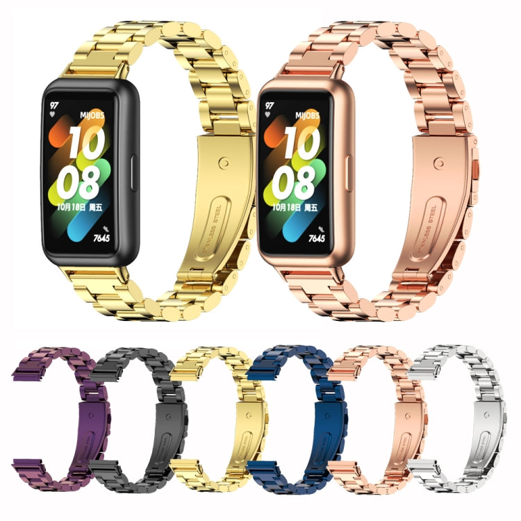 For Huawei Band 7 / 7 NFC MIJOBS Three-Bead Metal Stainless Steel Watch Band(Silver) - Watch Bands by MIJOBS | Online Shopping South Africa | PMC TechLife | Buy Now Pay Later Mobicred