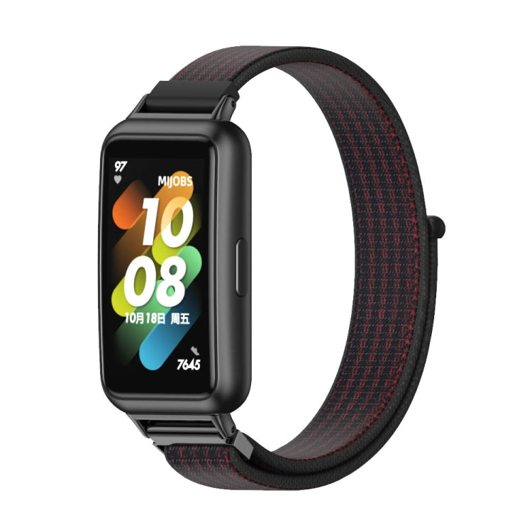 For Huawei Band 7 / 7 NFC Mijobs Breathable Nylon Watch Band(Black Red) - Watch Bands by MIJOBS | Online Shopping South Africa | PMC TechLife | Buy Now Pay Later Mobicred