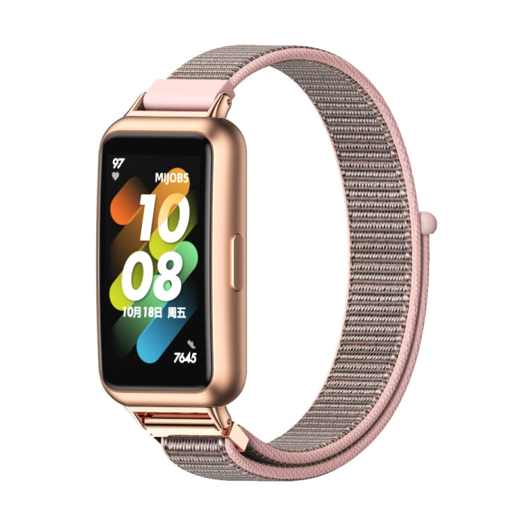 For Huawei Band 7 / 7 NFC Mijobs Breathable Nylon Watch Band(Pink Rose Gold) - Watch Bands by MIJOBS | Online Shopping South Africa | PMC TechLife | Buy Now Pay Later Mobicred