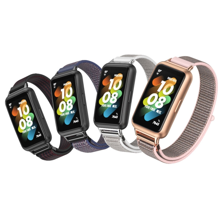 For Huawei Band 7 / 7 NFC Mijobs Breathable Nylon Watch Band(Black Red) - Watch Bands by MIJOBS | Online Shopping South Africa | PMC TechLife | Buy Now Pay Later Mobicred
