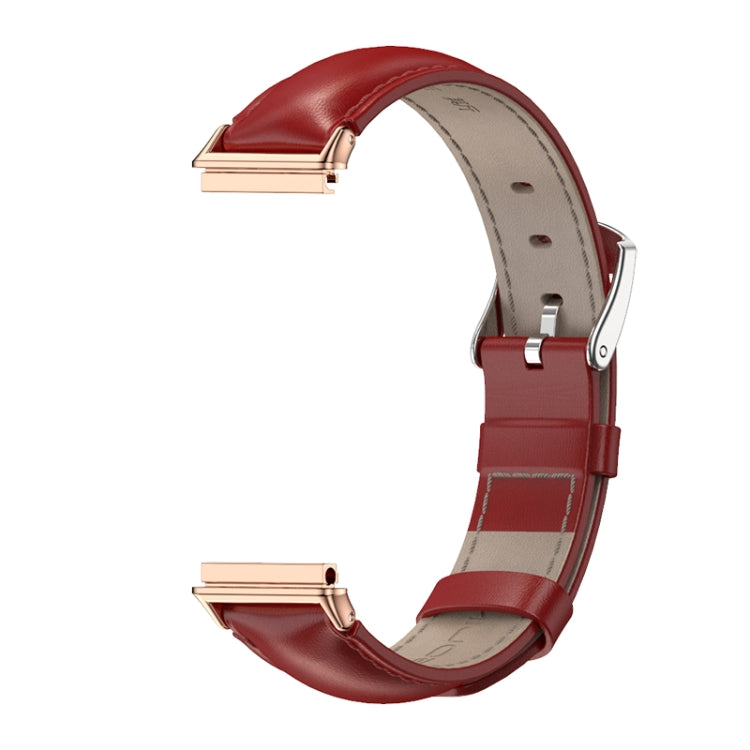For Huawei Band 7 / 7 NFC MIJOBS Cowhide Leather Watch Band(Red Rose Gold) - Watch Bands by MIJOBS | Online Shopping South Africa | PMC TechLife | Buy Now Pay Later Mobicred