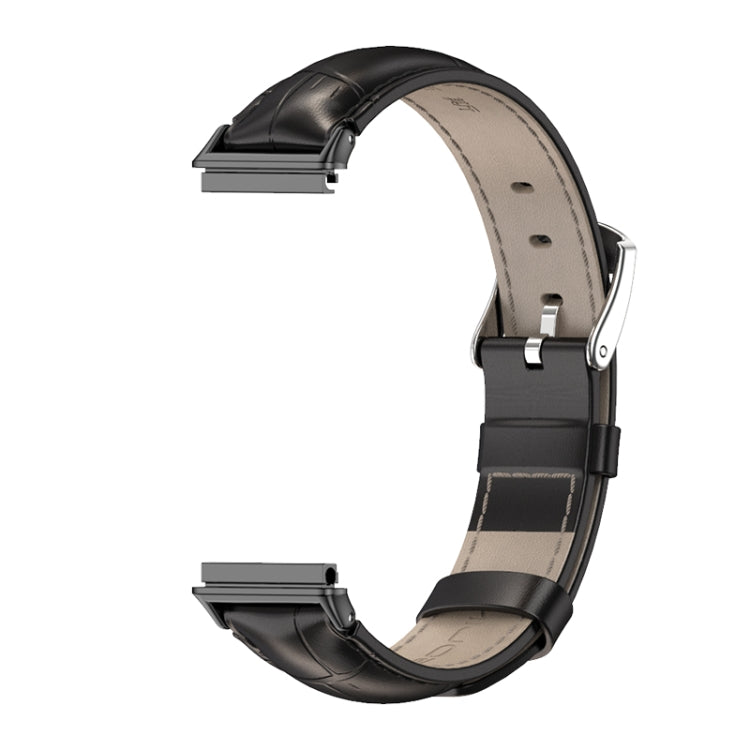 For Huawei Band 7 / 7 NFC MIJOBS Cowhide Leather Watch Band(Bamboo Joint Black) - Watch Bands by MIJOBS