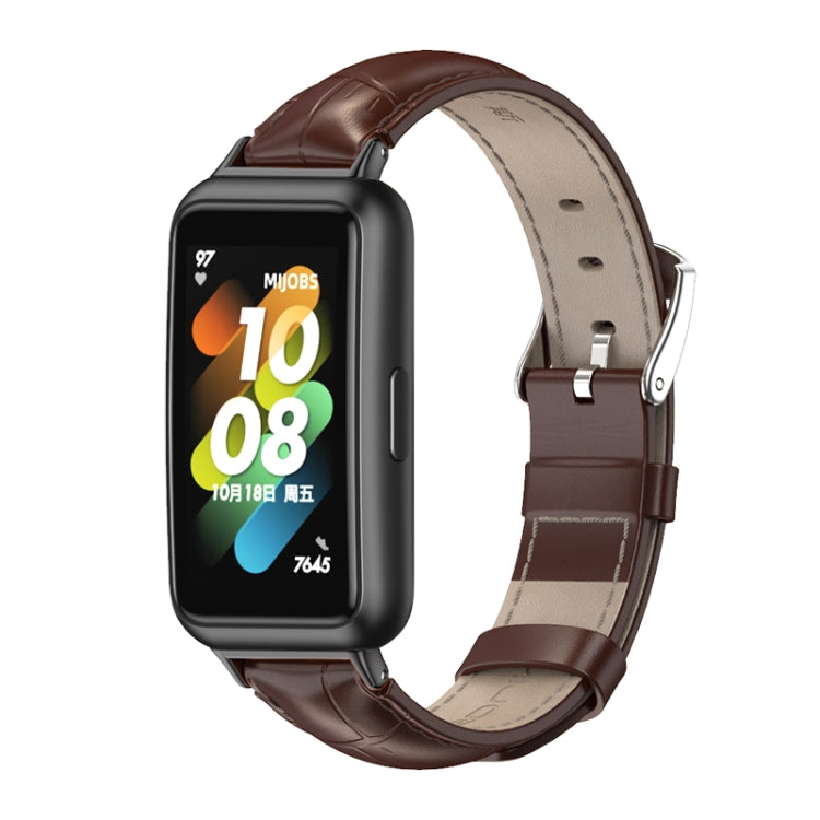For Huawei Band 7 / 7 NFC MIJOBS Cowhide Leather Watch Band(Bamboo Joint Coffee Black) - free shipping - PMC TechLife - Order now!