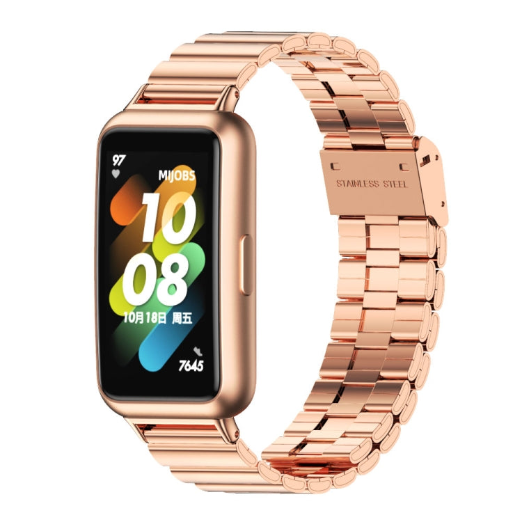 For Huawei Band 7 / 7 NFC Mijobs Bamboo Stainless Steel Metal Buckle Watch Band(Rose Gold) - Watch Bands by MIJOBS | Online Shopping South Africa | PMC TechLife | Buy Now Pay Later Mobicred