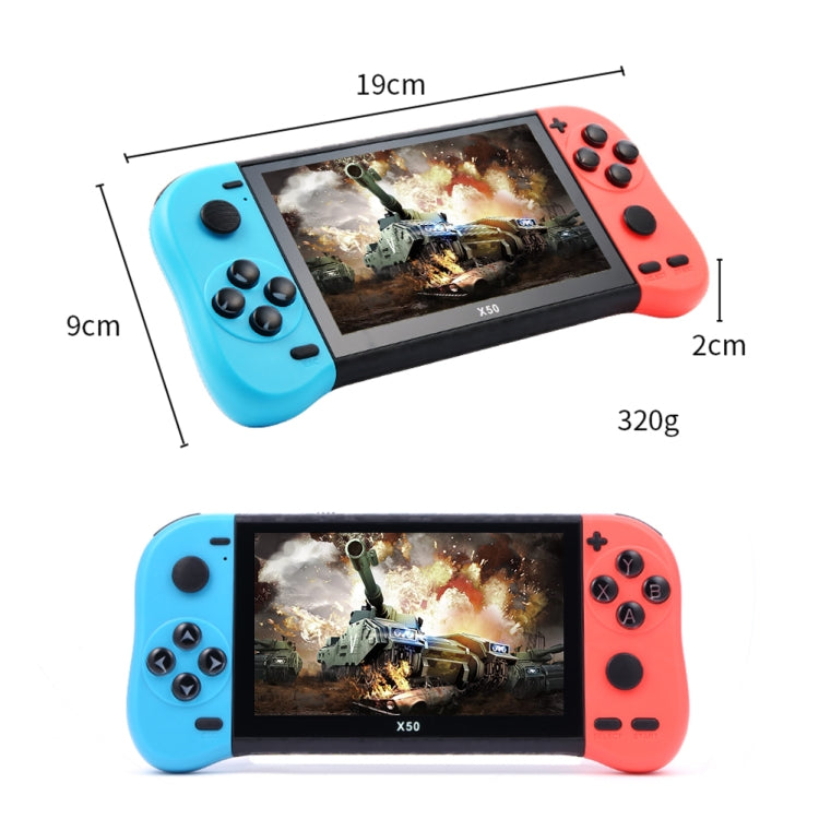 X50 5.1 inch Screen Handheld Retro Game Console 8G Memory with 6000+ Games(Red+Blue) - free shipping - PMC TechLife - Order now!
