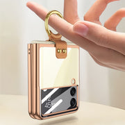 For Samsung Galaxy Z Flip4 GKK Integrated Electroplating Phone Case with Ring(Black)