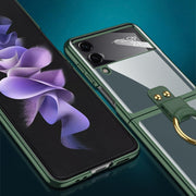 For Samsung Galaxy Z Flip4 GKK Integrated Electroplating Phone Case with Ring(Black)