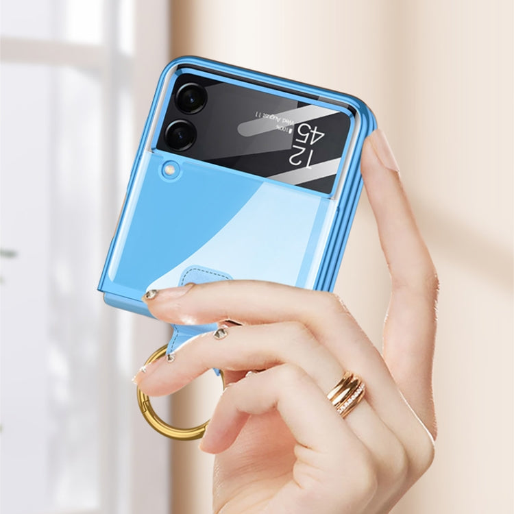For Samsung Galaxy Z Flip4 GKK Integrated Electroplating Phone Case with Ring(Blue)